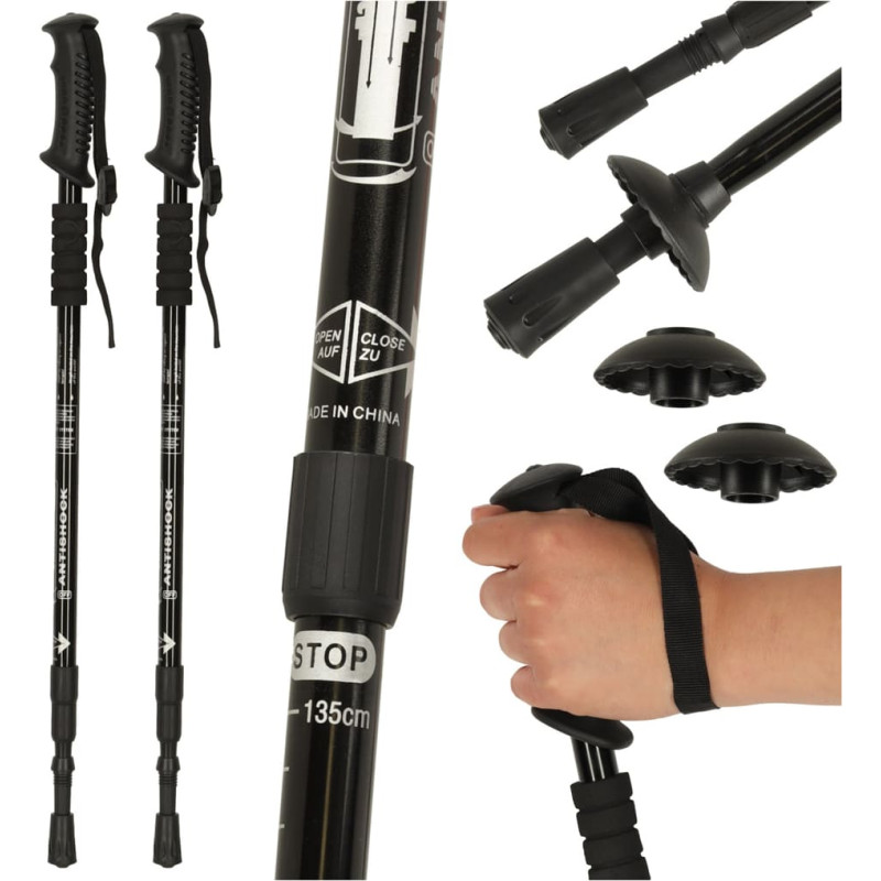 Kokkupandavad käimiskepid, 2 tk, mustad