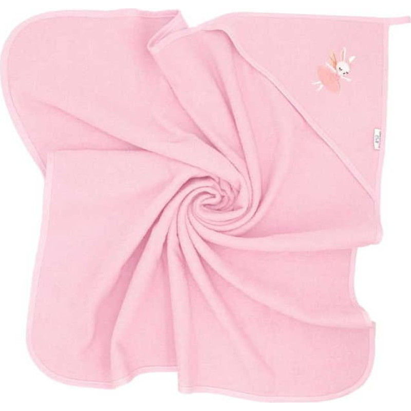 BOCIOLAND 2216 kapuutsiga vannirätik 80×80 cm — „Jänku”, roosa, BL221