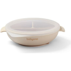 Babyono 1661/03 SILICONE PLATE WITH SUCTION CUP AND COVER BEIGE