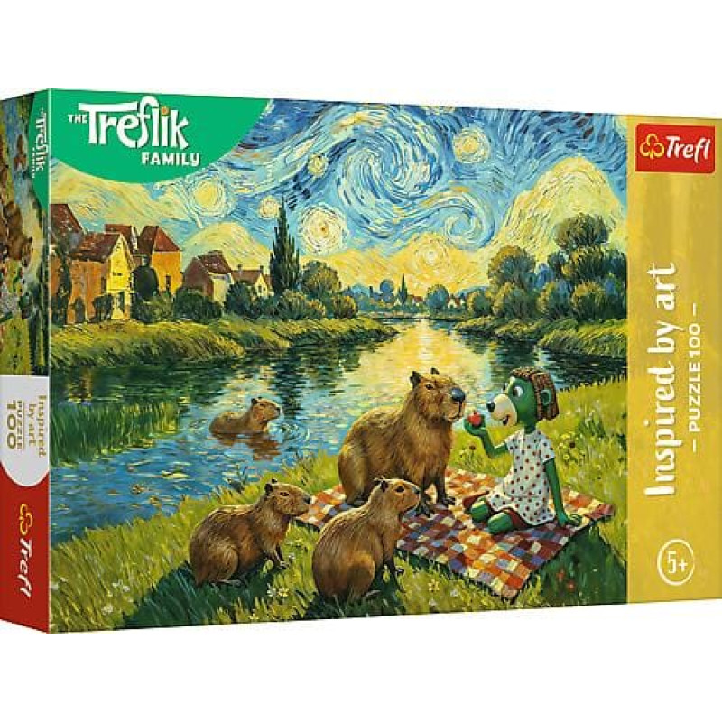 Trefl 16563 Puzzle 100 Karmiąc kapibary / Rodzina Treflik&oacute;w