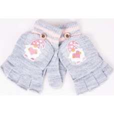 Yo Baby Cimdiņi 5P ar "kapucīti" MITTENS R-127A GIRL grey (12)
