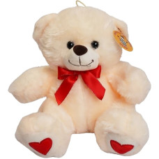 MIŚ KREMOWY Z CZERWONĄ KOKARDKĄ