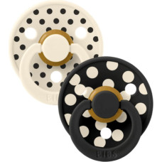 Bibs Collection Colour Round &ndash; Polka Dots Ivory / Black 6-18m 2pcs