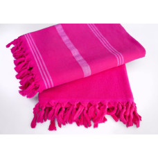 RĘCZNIK PLAŻOWY Z FRĘDZLAMI RELAX 90X170 cm ROŻ W PASKI