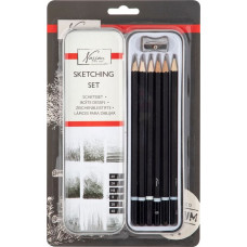 Nassau harilikud pliiatsid metallkarbis koos teritajaga 6 tk