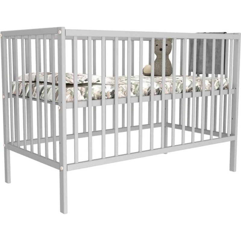 Bobas beebivoodi MAGDA allalastava küljega, hall, 120 × 60 cm