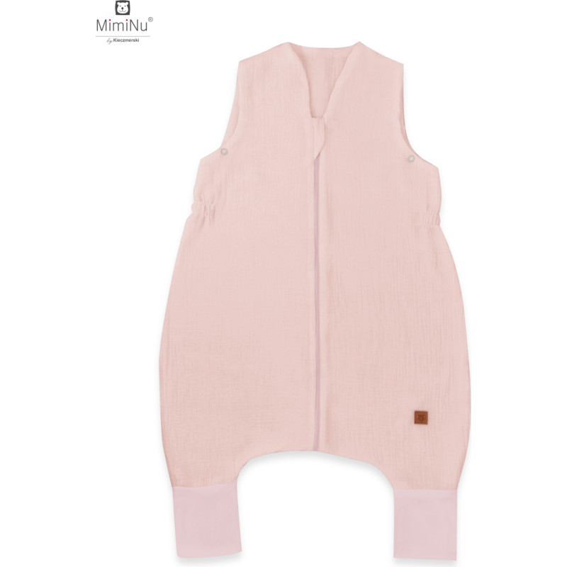 Miminu KIECZMERSKI Śpiworek do spania letni z nogawkami MUŚLIN S bawełna 100% 1-2,5 lat, 0,5-1TOG pudrowy r&oacute;ż