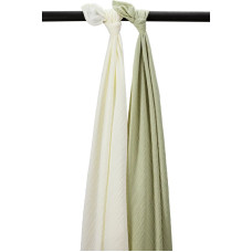Meyco Baby muslīnu autiņu komplekts Natural/Soft Olive (2 gab., 120x120 cm)