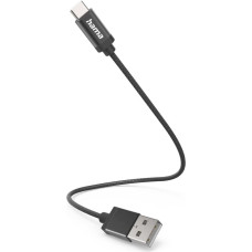 Hama 00201600 Charging Cable, USB-A - USB-C 0.2m Nylon black