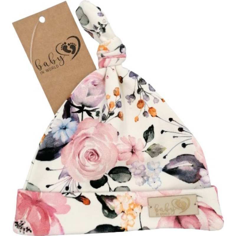 Baby In World BABY 01088 Czapka niemowlęca smerfetka r&oacute;ża 3-6m