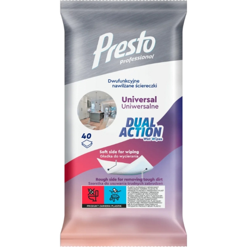 Presto Mitrās salvetes universālas Dual Action 40 gab.