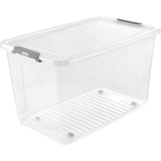 Keeeper Kast kaanega ratastel Clipbox Leo 59x38x35,5 cm 56L Läbipaistev