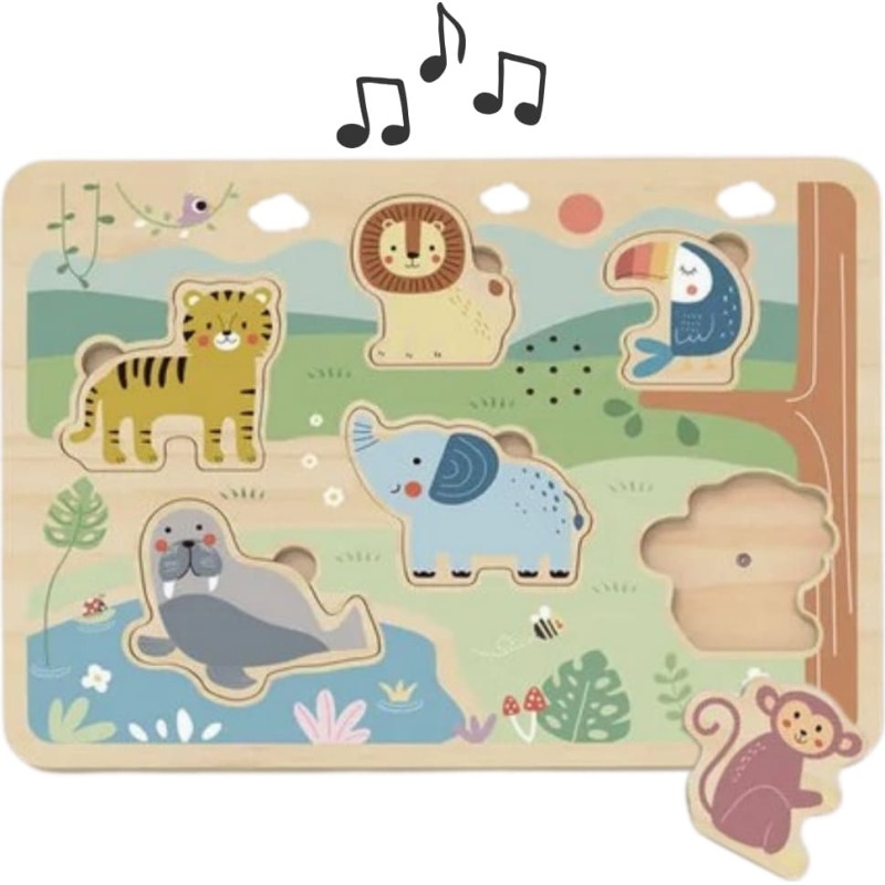 Tooky Toy Drewniane Interaktywne Puzzle Zwierzątka