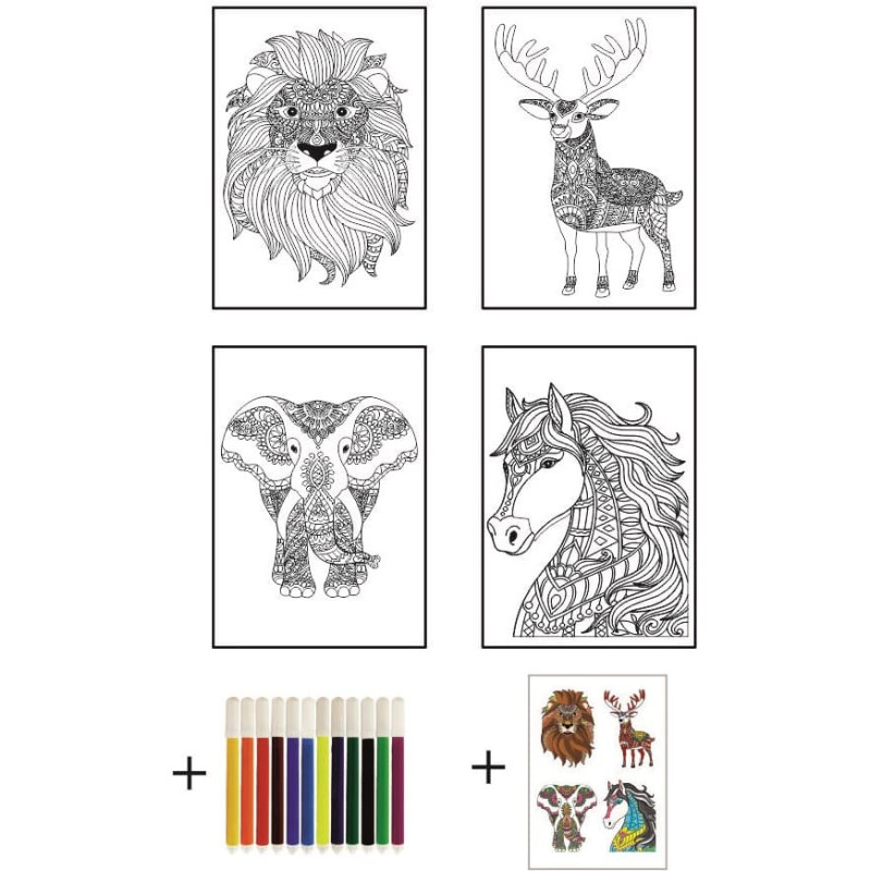 Joonistuskomplekt Loomad, 4 postrit