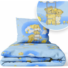 Ankras 2-osaline voodipesukomplekt - 120x90, 40x60 - BEARS on the  LADDER  - BLUE