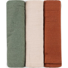 Petite&Mars 415370 Zestaw peluszek z muślinu bambusowego 3 szt 68x68 cm Earth Tones