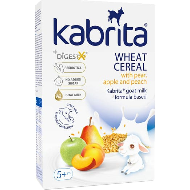 Kabrita Wheat cereal with Pear, Apple & Peach goat milk formula based for babies from 5 months, 180g