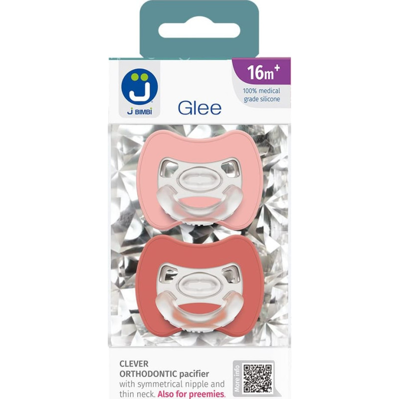 2-pack. Smart pacifiers Glee 16m+ rose-brick