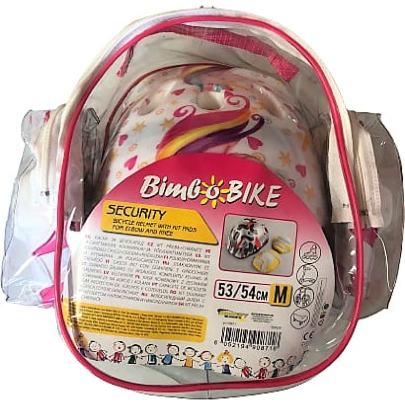 Bimbo Bike Set of kids bike helmet, knee and elbow pads, size M, unicorns