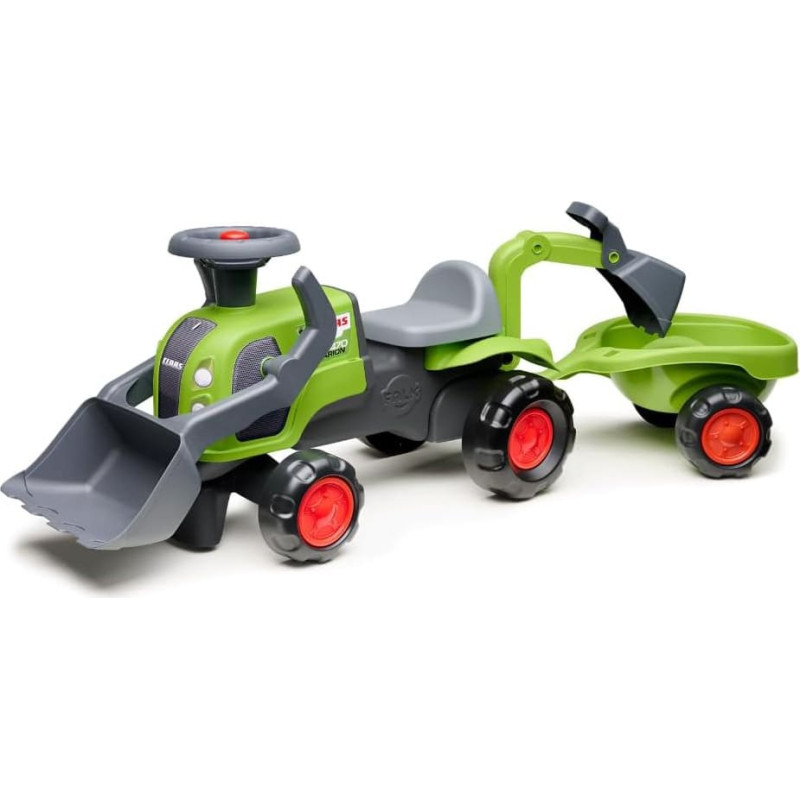 Falk – Baby Claas pealesõidetav traktor ekskavaatori, kopa ja haagisega