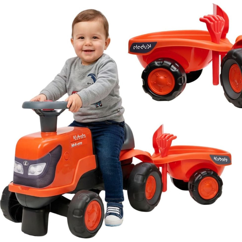 Falk FALK Kubota oranž traktor haagise ja tarvikutega, alates 1. eluaastast