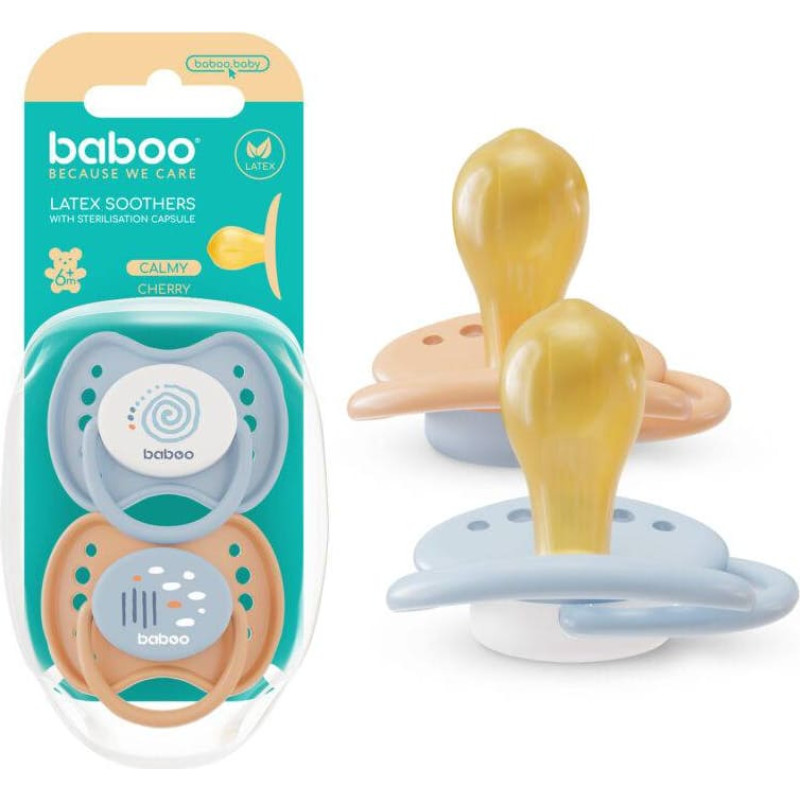 Baboo Calmy round latex pacifier Blue Haze, 6+ months, 2 pcs