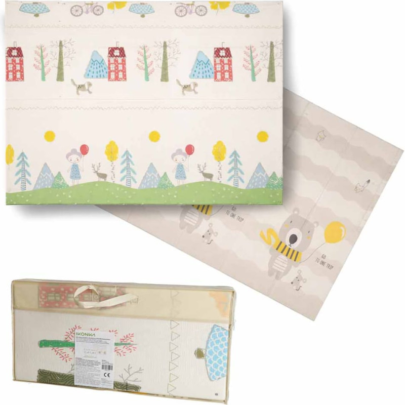 Hariv kahepoolne kokkupandav vahtmatt 150 × 200 cm, karud ja puud