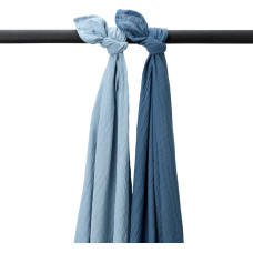 Meyco Baby muslīnu autiņu komplekts Jeans blue/Indigo (2 gab., 120x120 cm)