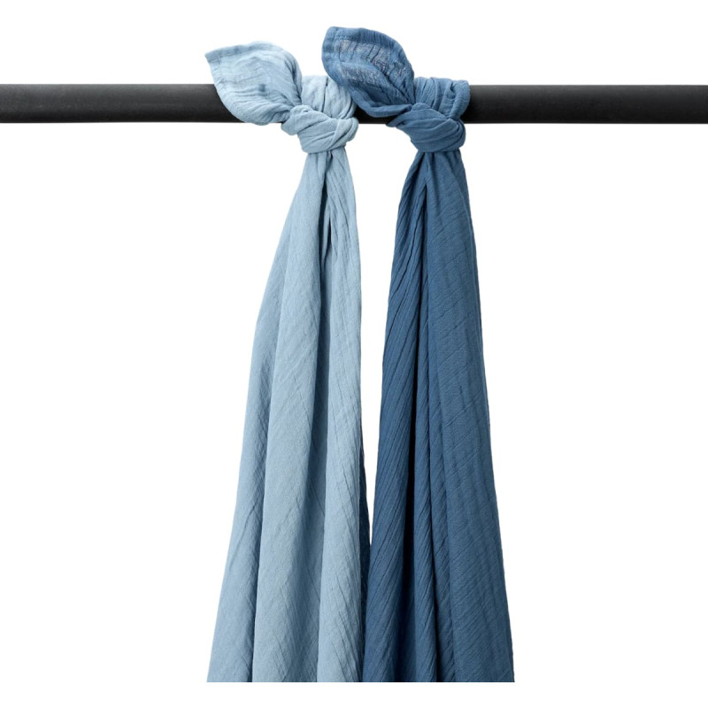 Meyco Baby muslīnu autiņu komplekts Jeans blue/Indigo (2 gab., 120x120 cm)