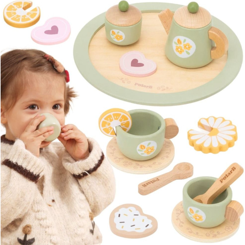 Viga Wooden Spring Tea Set - 15 pieces