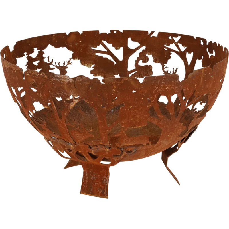 Dekoratiivne lõkkealus, roostetav teras, 58 × 58 × 36,6 cm