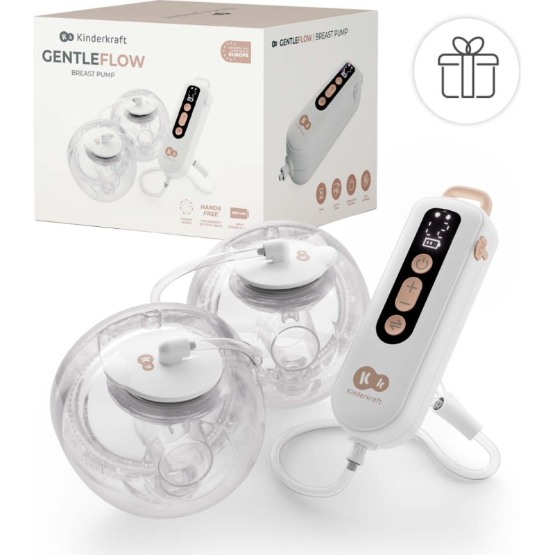Kinderkraft pārnēsājamais dubultais elektriskais krūts sūknis GENTLEFLOW, golden, KEGEFL00GLD0000