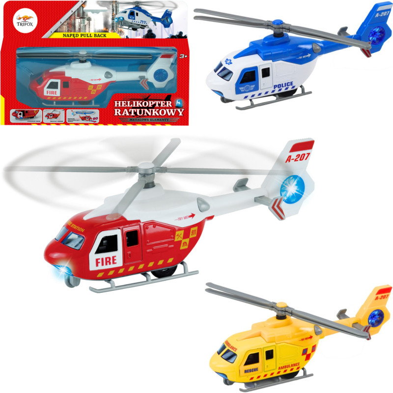 HELIKOPTER RATUNKOWY METALOWY PULL BACK