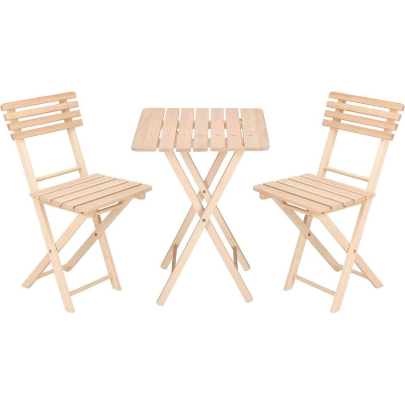 Springos Puidust kokkupandav 2 tooli + 1 lauakomplekt Springos BS001
