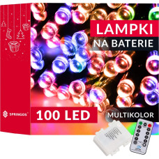 Springos 100 LED patareiga mitmevärvilist jõulupuu tuled puldiga Springos CL4036