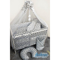 Ankras Bedding set - 6  parts - 120/90/360 - CHMURKI - GREY