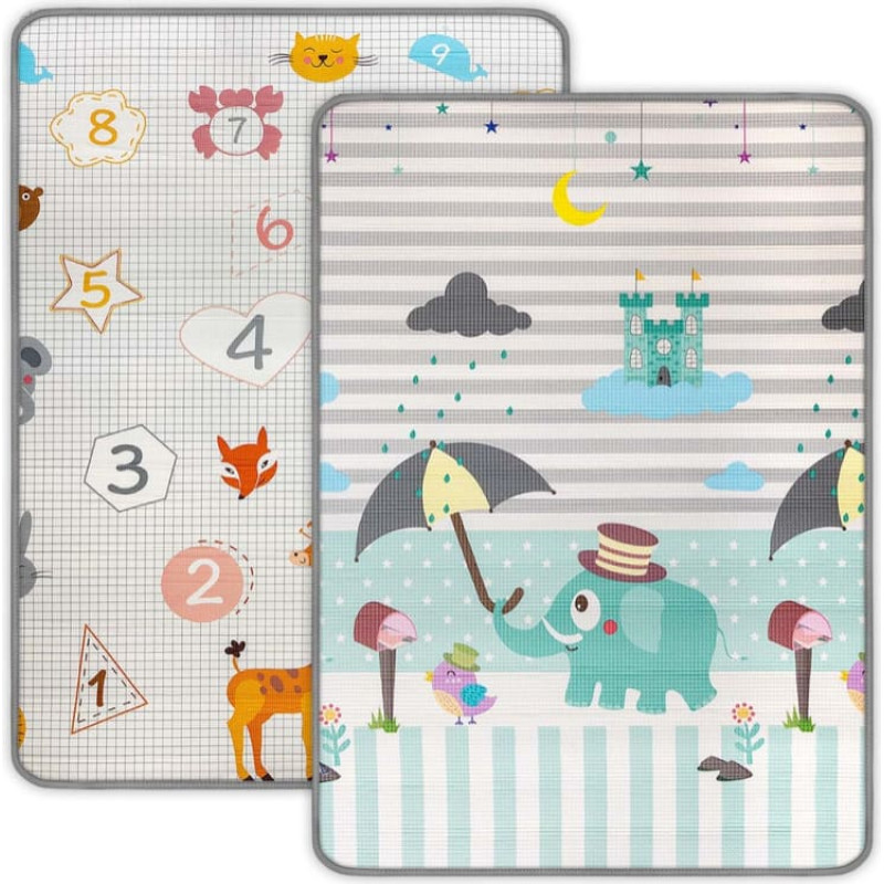 Milly Mally Playground mat two-sided - 4684 - KINDER- DIGITS AND ELPHANTS - size: 120x178 cm