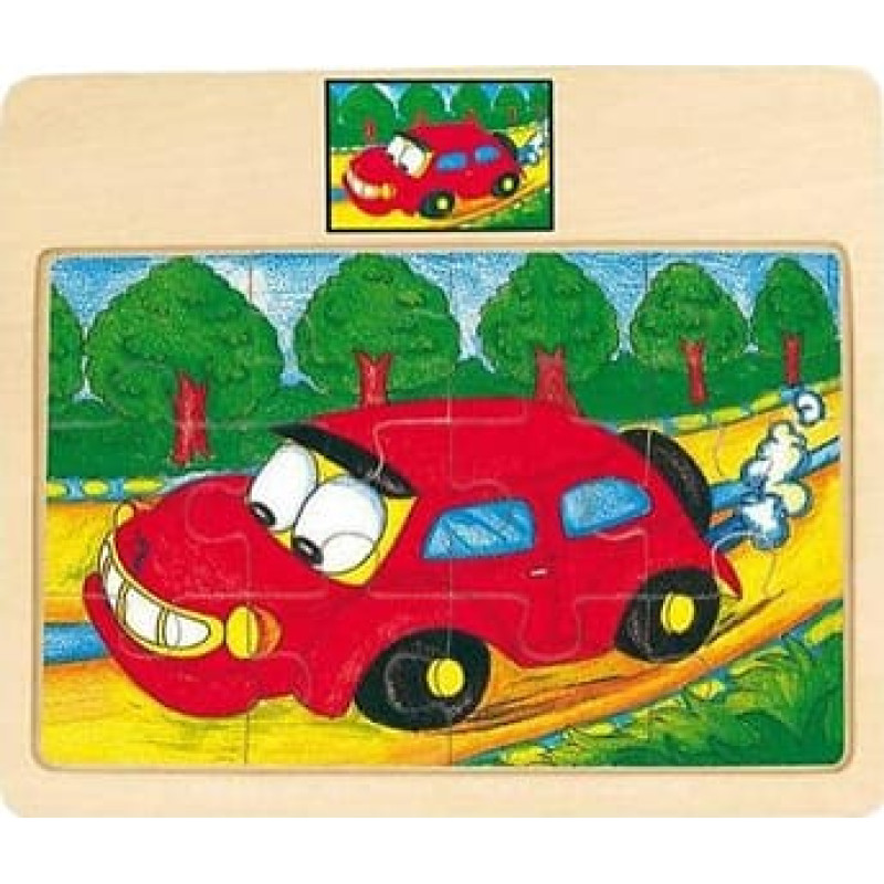 Bino Puidust pusle punane auto, 2+