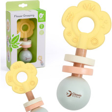Classic World Drewniana Pastelowa Grzechotka Gryzak 2w1 Kwiatuszek