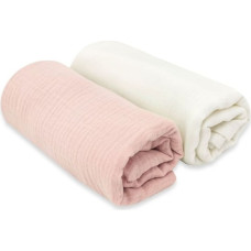 Miminu KIECZMERSKI Pieluszki 75x75 +/- 3 cm MUŚLIN BAWEŁNIANY bawełna 100% śmietanka/pudrowy r&oacute;ż 2-pak