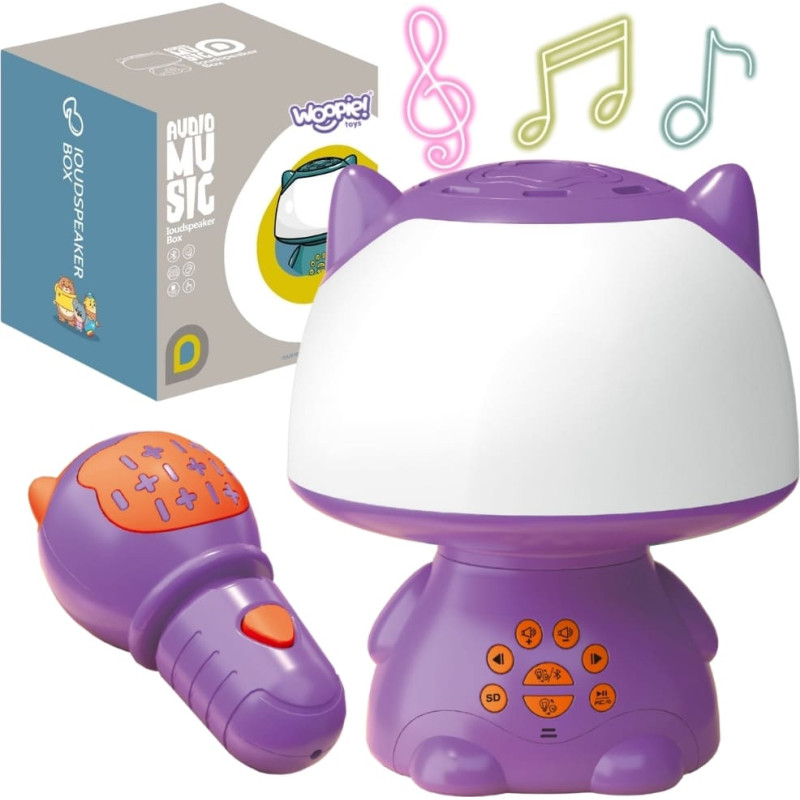 Woopie Multifunkcyjna Lampka RGB Głośnik Bluetooth Karaoke Modulator Głosu Karta SD AUX Fioletowa
