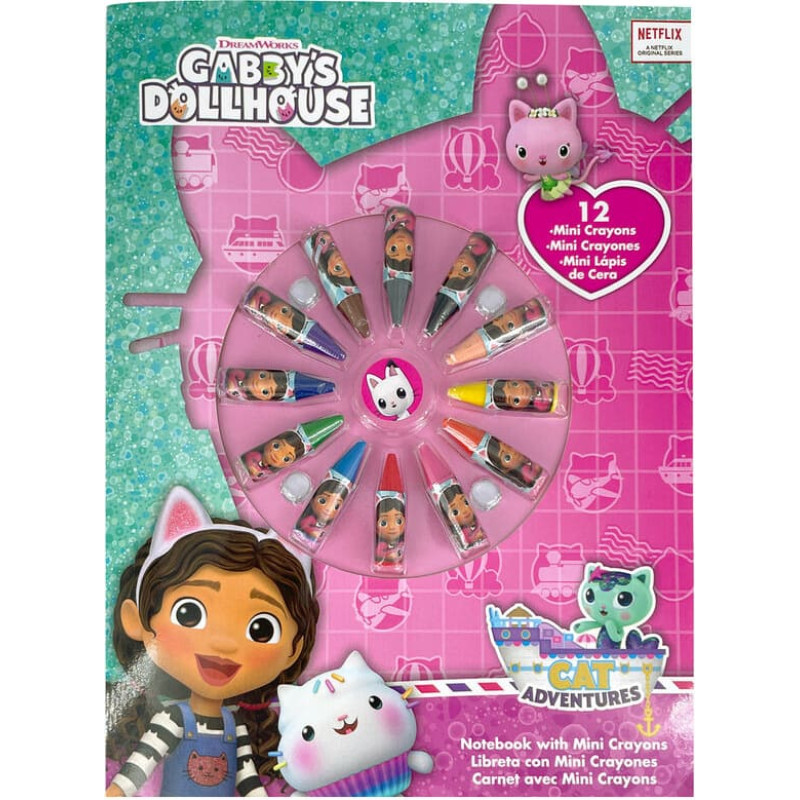 Kids Euroswan - Akcesoria Licencyjne NOTEBOOK WITH 12 CRAYONS - GABBYS DOLLHO
