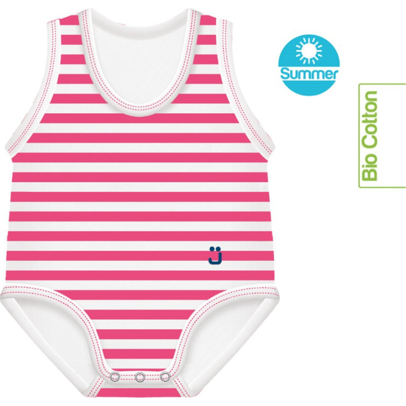 Growing body Bio Cotton Summer 0-36m pink stripes