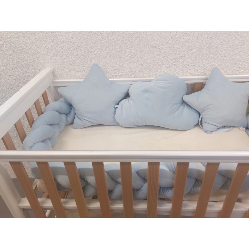 Duet Baby Bumper - BRAID + 3 PILLOW - 884 -  VELVET - BLUE - size 230 cm