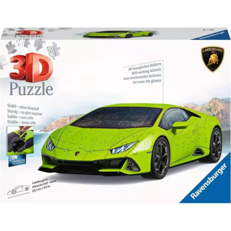 Ravensburger 3D Puzzle Lamborghini Huracan Evo Green, 108 pcs, 8+