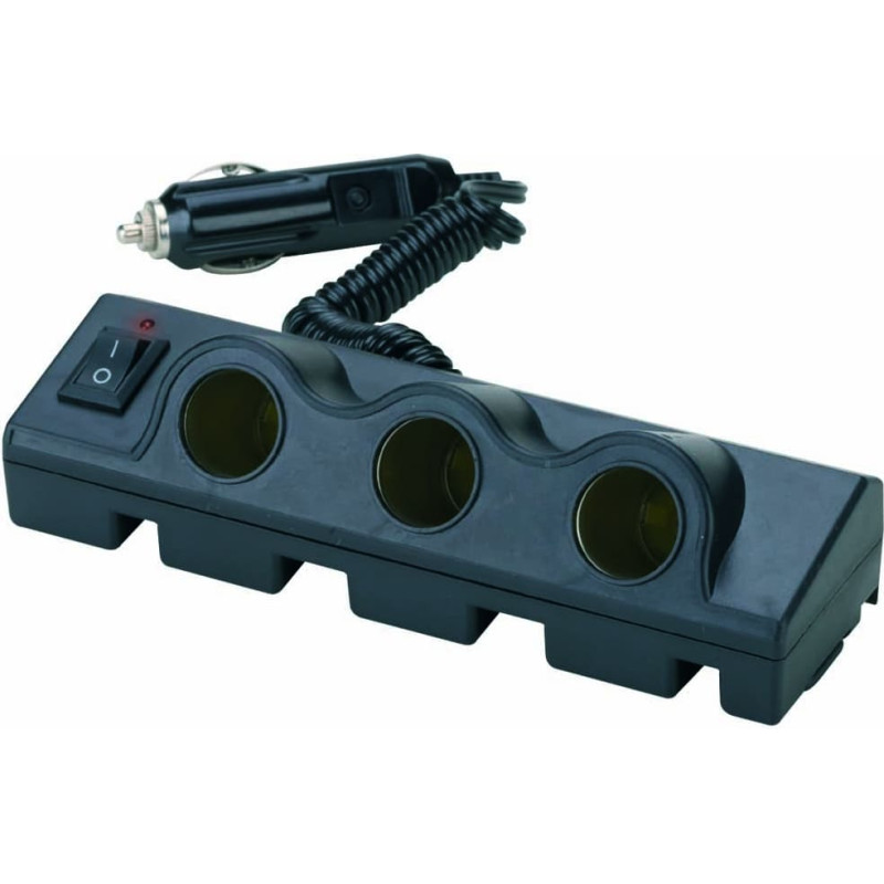 Bottari Triple socket with extendible cable and ON/OFF switch  12V/24V "TRIPLE"