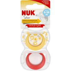 NUK 736726 Smoczek uspokajający 2 el. 6-18m STAR ż&oacute;łty/r&oacute;żowy