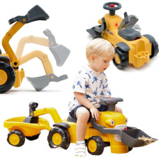 Falk Komatsu pealesõidetav traktor ekskavaatorikopa ja haagisega