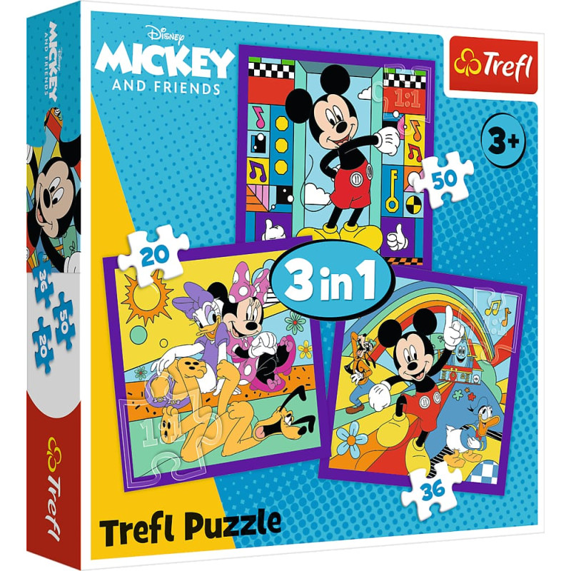 Trefl 34894 Puzzle 3w1 Miki i jego wesoła ekipa