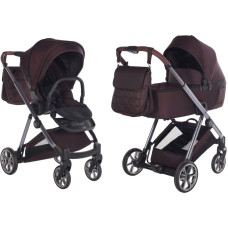 Junama universaalne 2-in-1 jalutuskäru Ellegante 07 bordoopunases värvitoonis (Burgundy) – elektropoleeritud raam